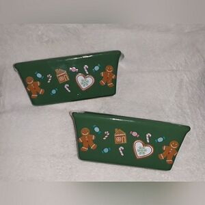 2 Piece Christmas Mini Loaf Pan Gingerbread Man Candy cane  Baking Stoneware